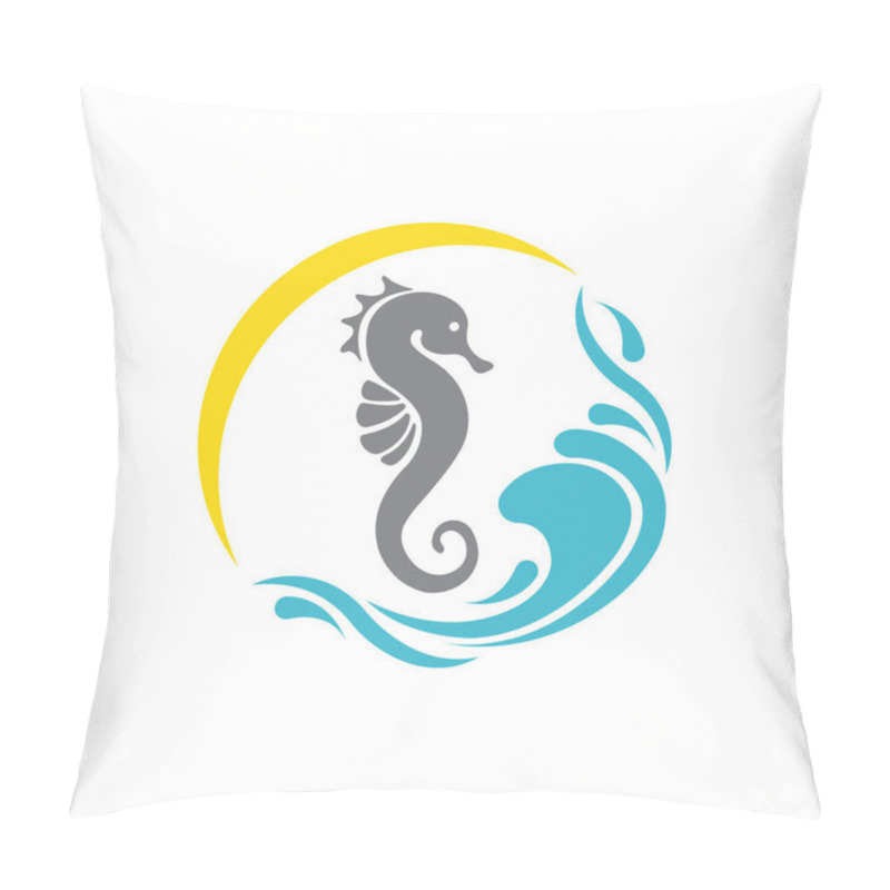 Personality  Sea Horse And Sun Icon Pillow Covers