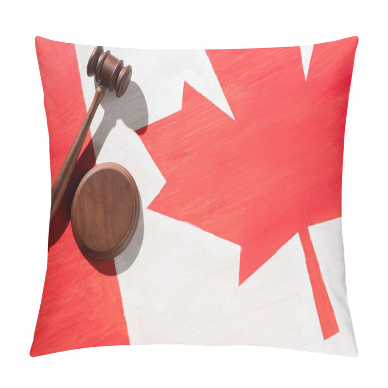 Personality  Wooden Gavel With Canadian Flag On Background, Justice Concept Pillow Covers