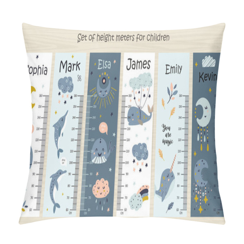 Personality  Set Of Kids Height Chart With Whale. Pillow Covers