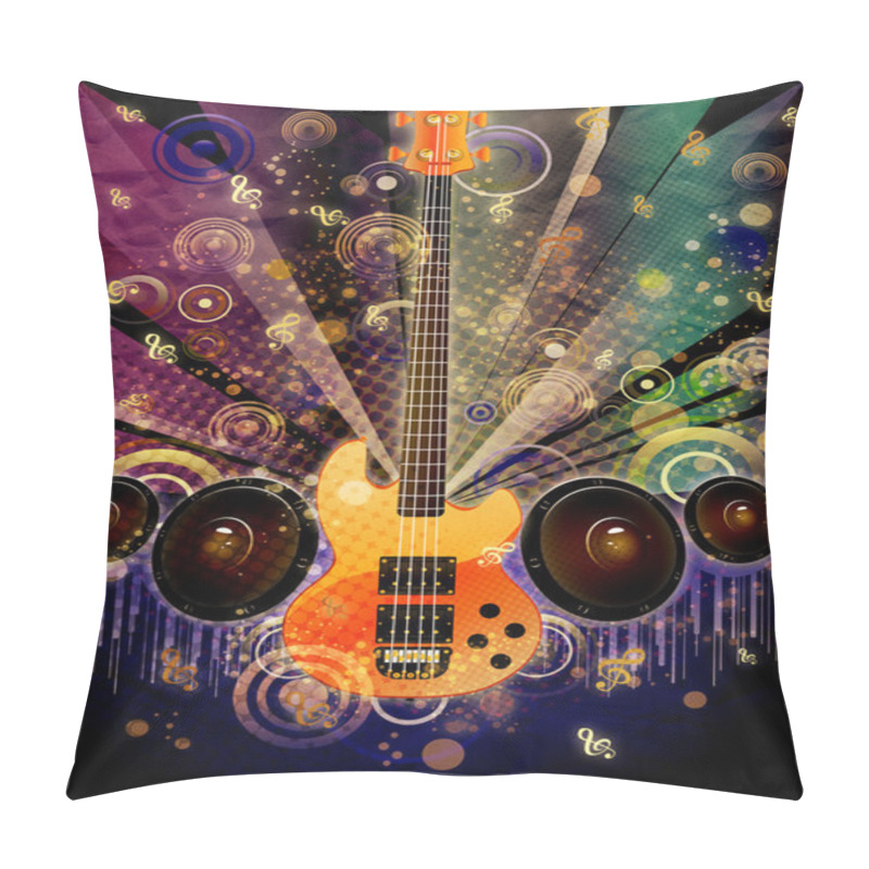 Personality  Grunge Guitar With Loudspeakers Pillow Covers