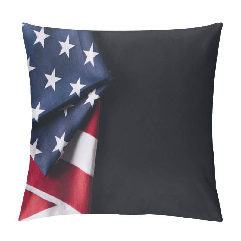 Personality  Folded National Flag Of Usa Isolated On Black, Memorial Day Concept Pillow Covers