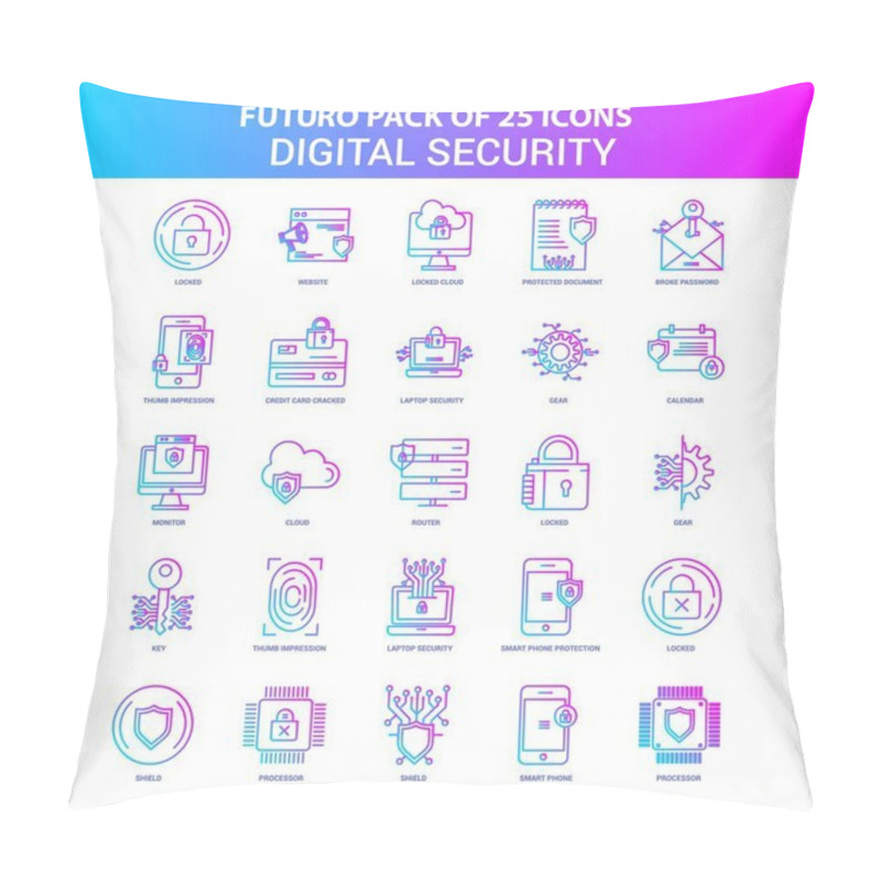 Personality  25 Blue And Pink Futuro Digital Security Icon Pack Pillow Covers