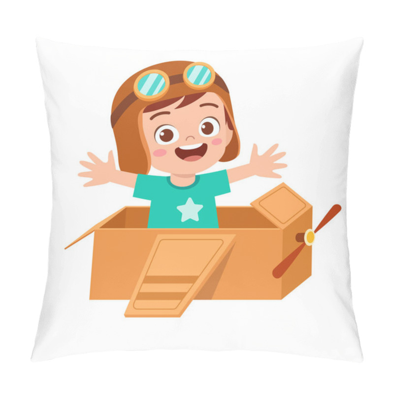 Personality  Happy Kid Boy Play Toy Plane Cardboard Pillow Covers