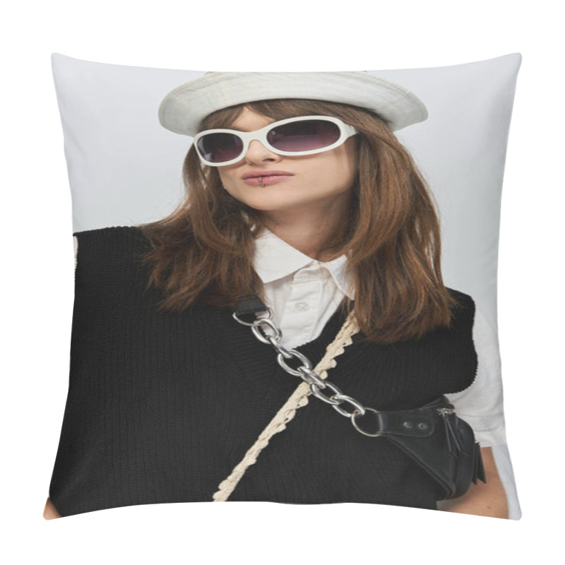 Personality  A Young Man Exudes Confidence In Trendy Attire, Displaying A Unique Sense Of Style And Flair. Pillow Covers