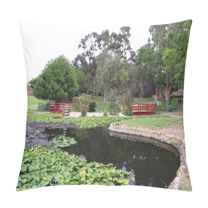 Personality  Japanese Garden At Kenneth Hahn State Park Recreation Area - Culver City, Los Angeles, California Pillow Covers