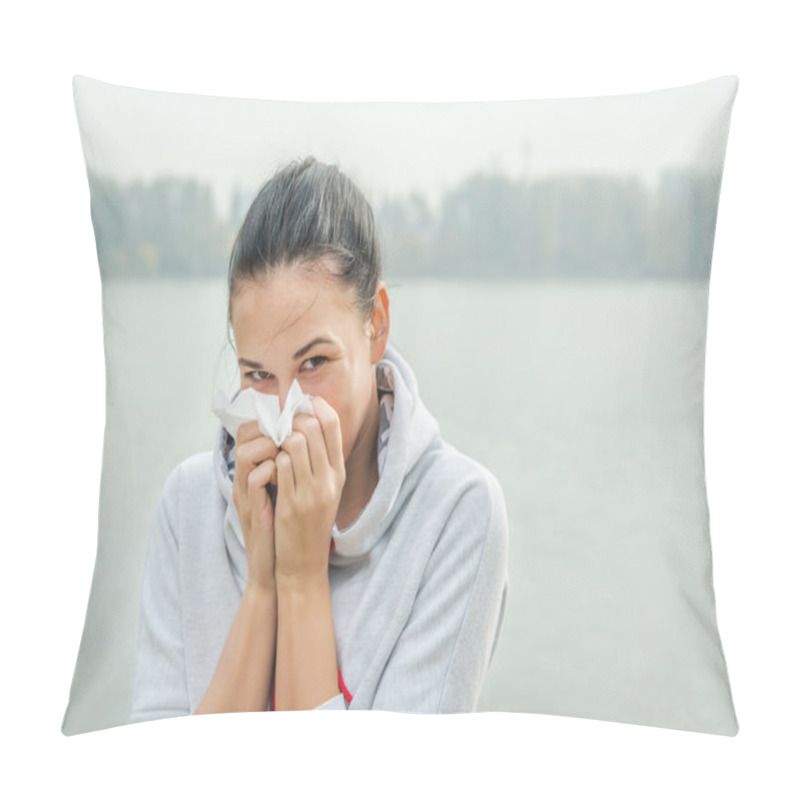 Personality  Woman  With Snuffle Or Allergy Reaction Pillow Covers