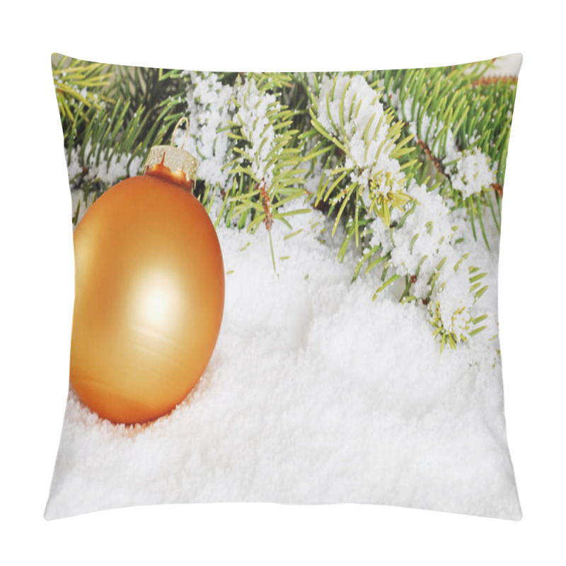 Personality  Gold Christmas Ball In Snow Pillow Covers