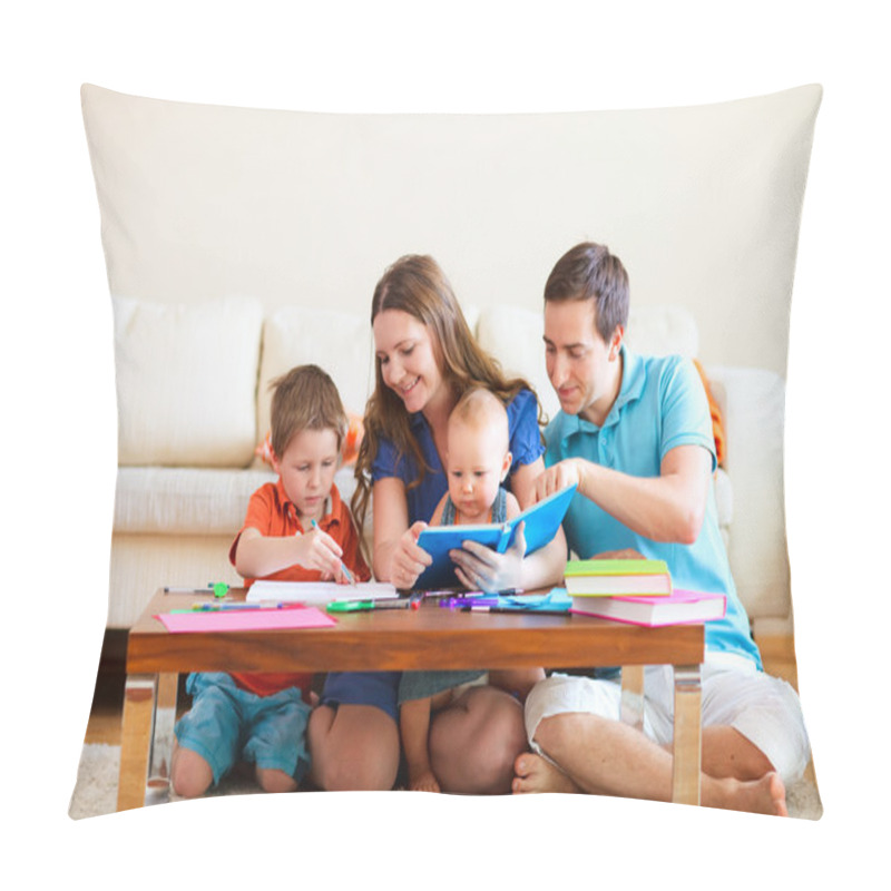 Personality  Family Drawing And Reading Pillow Covers