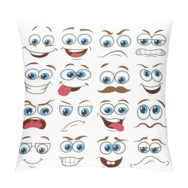 Personality  Face Expression Set. Vector Illustration Emoticon Cartoon Pillow Covers