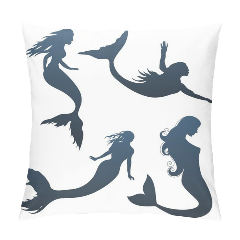 Personality  A Set Of Silhouettes Of Mermaids Pillow Covers