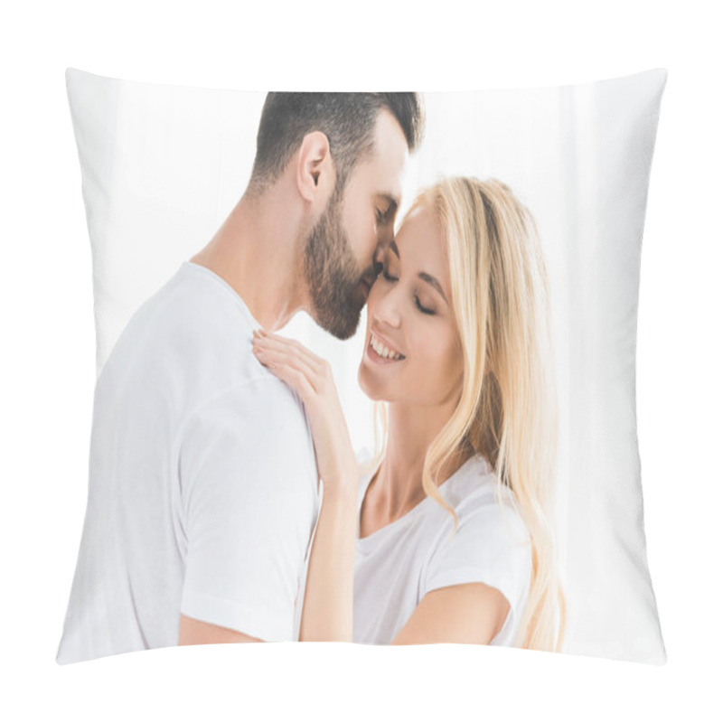 Personality  Beautiful Happy Romantic Couple Embracing At Home Pillow Covers