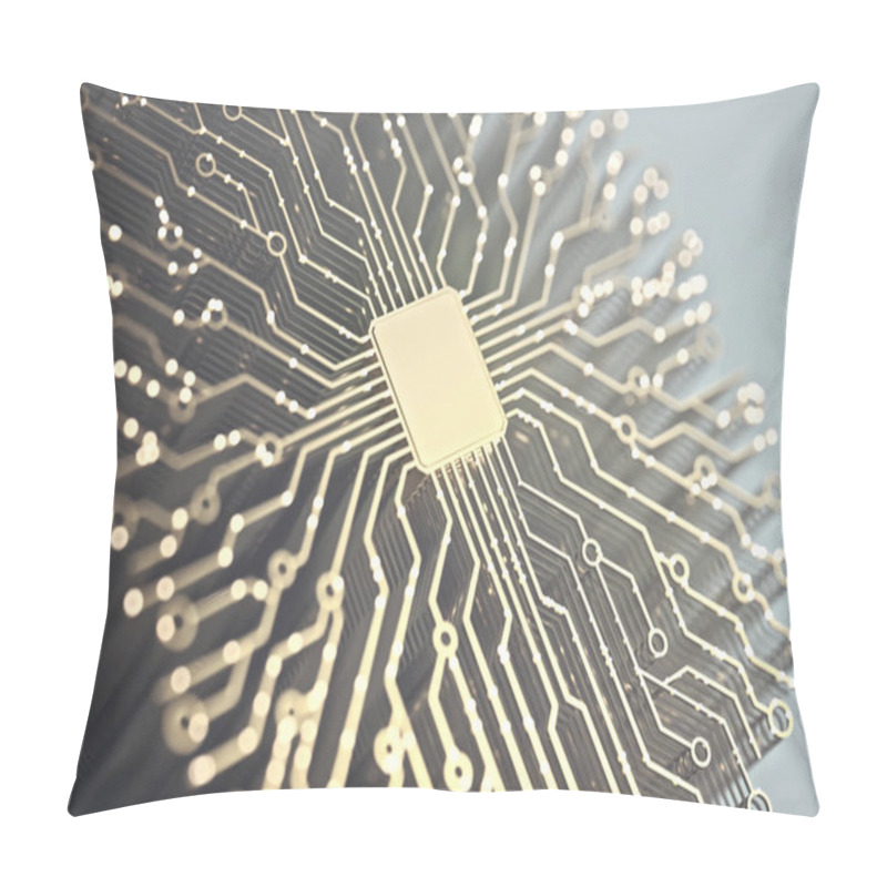 Personality  Artificial Intelligence. Microchip And Brain Shaped Connections. Electric Pulses, Binary Codes, Brain Activity.  Pillow Covers