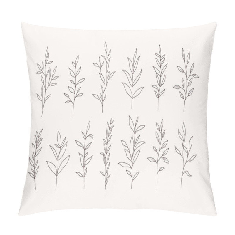 Personality  Set Of Vector Tree Branches And Leaves. Hand Drawn Floral Elements. One Line Drawing. Pillow Covers