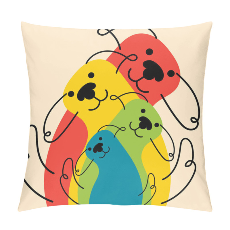 Personality  Rainbow Dog Family. Avatar, Badge, Poster, Logo Templates, Print. Vector Illustration In Flat Cartoon Style Pillow Covers