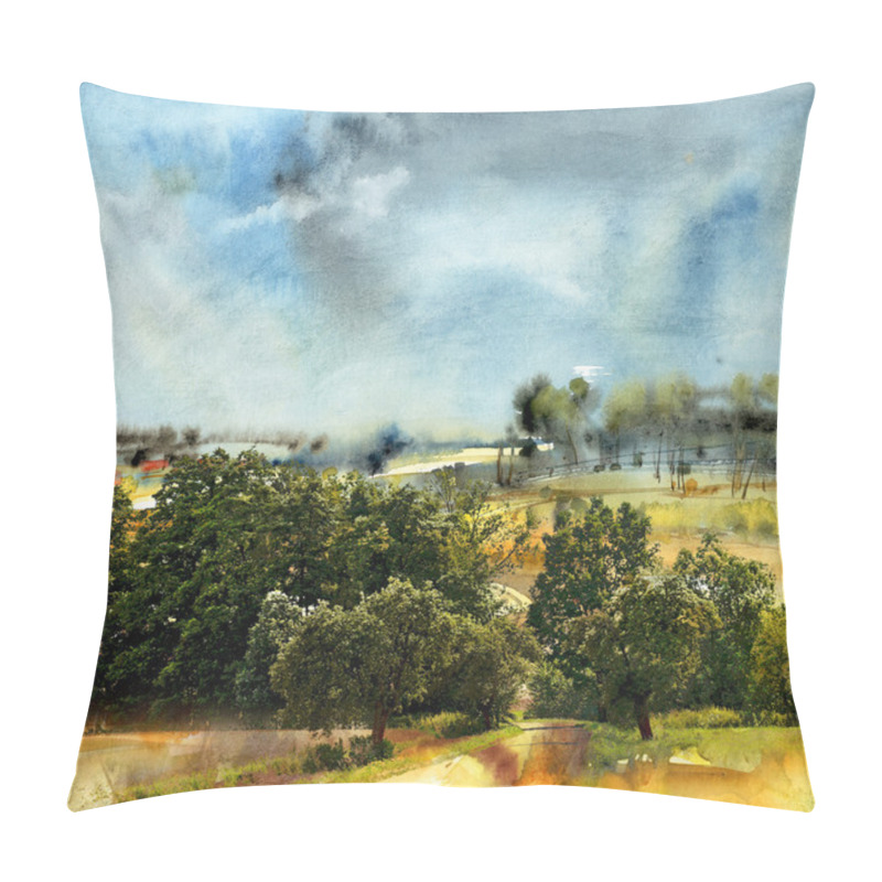 Personality  Trees In Summer Landscape Pillow Covers