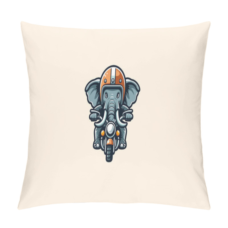 Personality  Elephant Riding Motorcycle Vector Mascot Design Pillow Covers