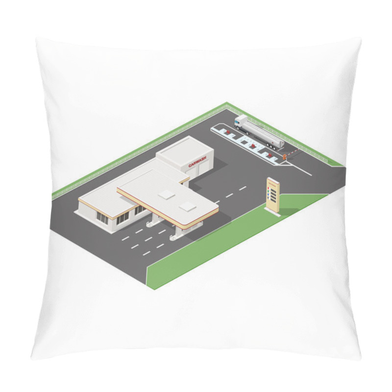 Personality  Gas Station And Car Wash Service Isometric Icons Set Pillow Covers