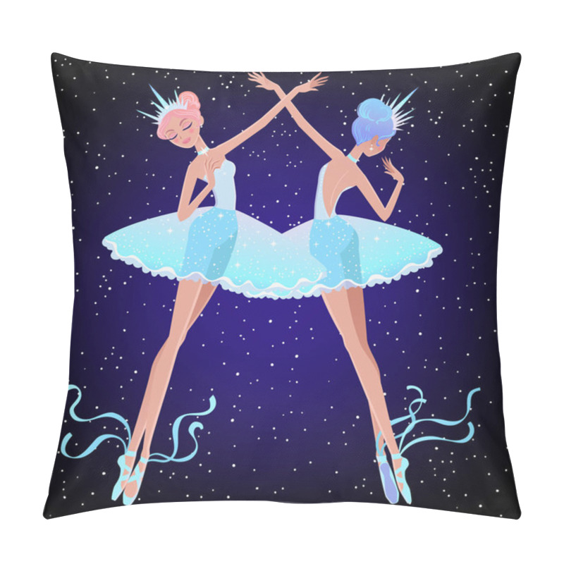 Personality  Beautiful Vector Illustration. The Snowflakes Ballerina Girls. Cute Cartoon Character From Winter Tale And Ballet.  Pillow Covers