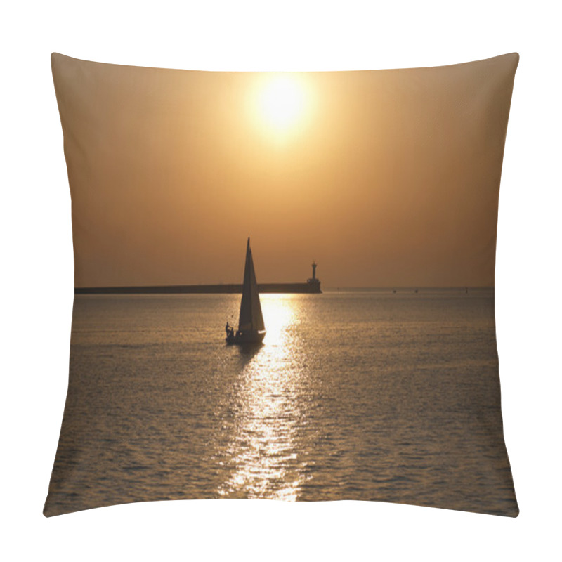 Personality  Sail Boat Against Sunset Pillow Covers