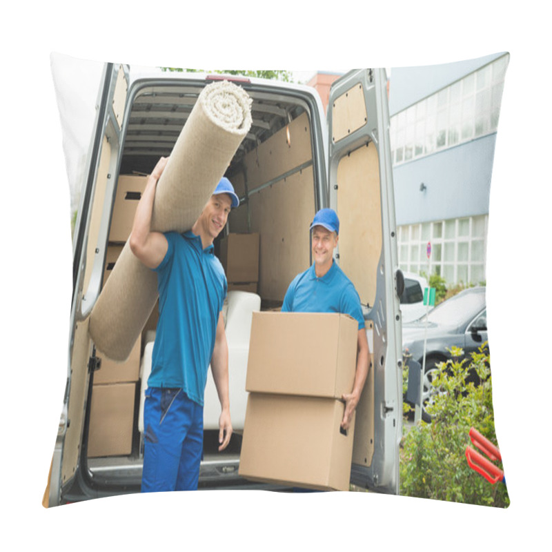 Personality  Workers Carrying Carpet And Cardboard Boxes Pillow Covers