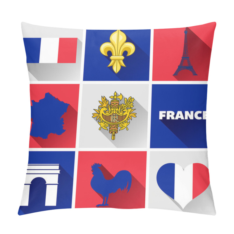 Personality  France Flat Icon Set Pillow Covers