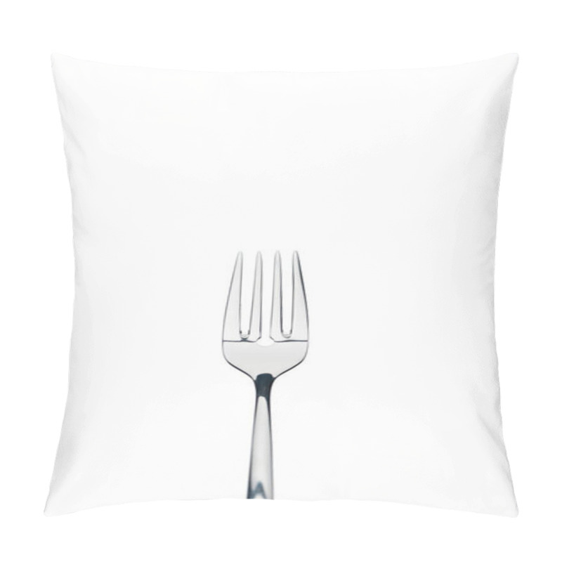 Personality  Four-prong Metal Shiny Fork Isolated On White Isolated On White Pillow Covers