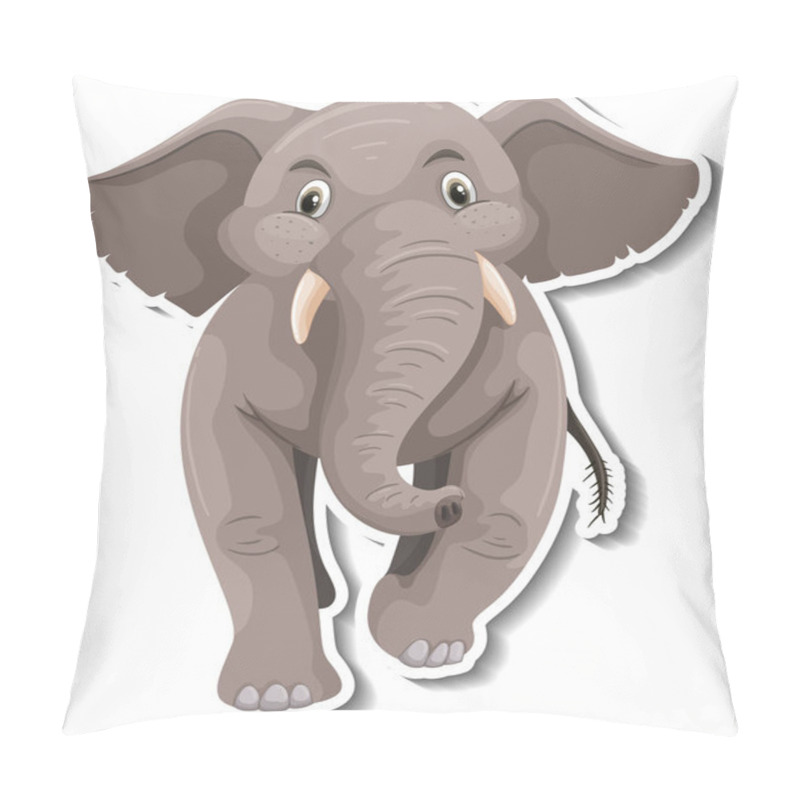 Personality  A Sticker Template Of Elephant Cartoon Character Illustration Pillow Covers