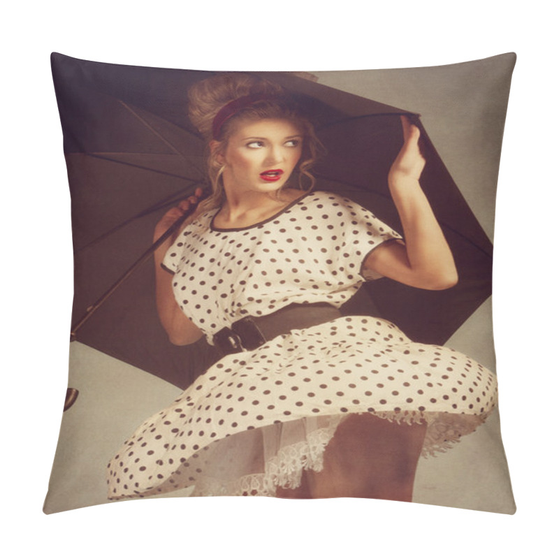 Personality  Retro. Pin Up Female Portrait For Your Design Pillow Covers