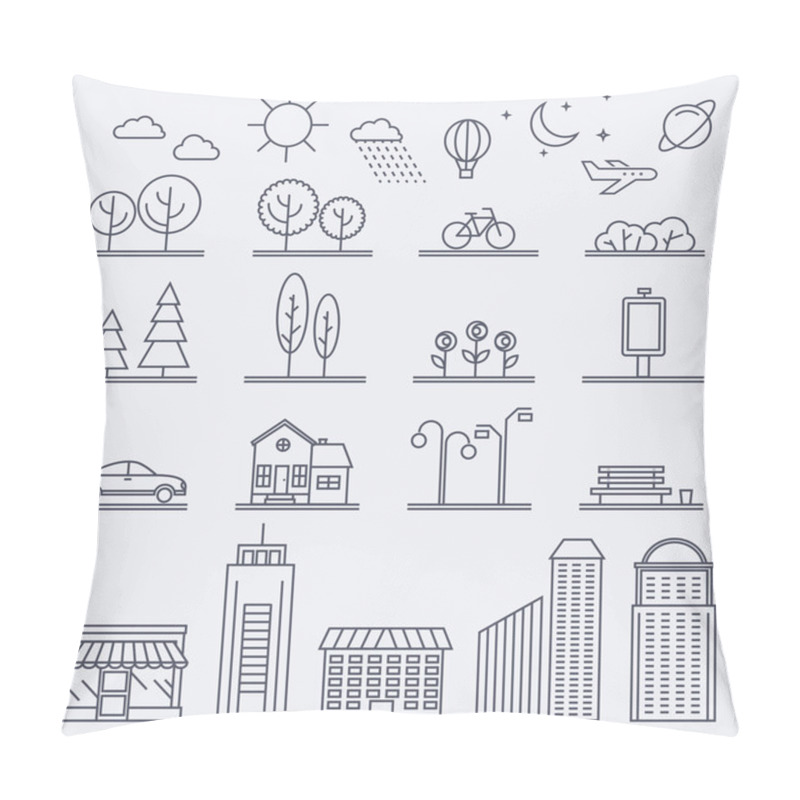 Personality  Icons With Buildings, Houses And Architecture Signs Pillow Covers