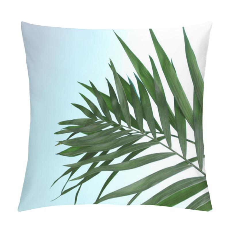 Personality  Beautiful Palm Leaves On Blue Background Pillow Covers