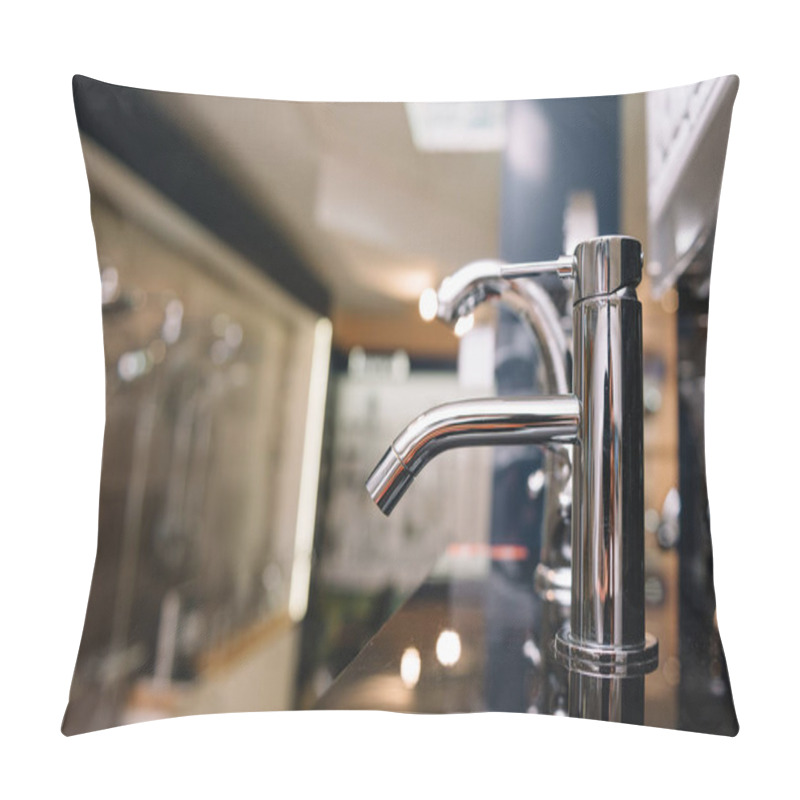 Personality  Rows Of New Faucets In Plumbing Shop, Closeup Pillow Covers