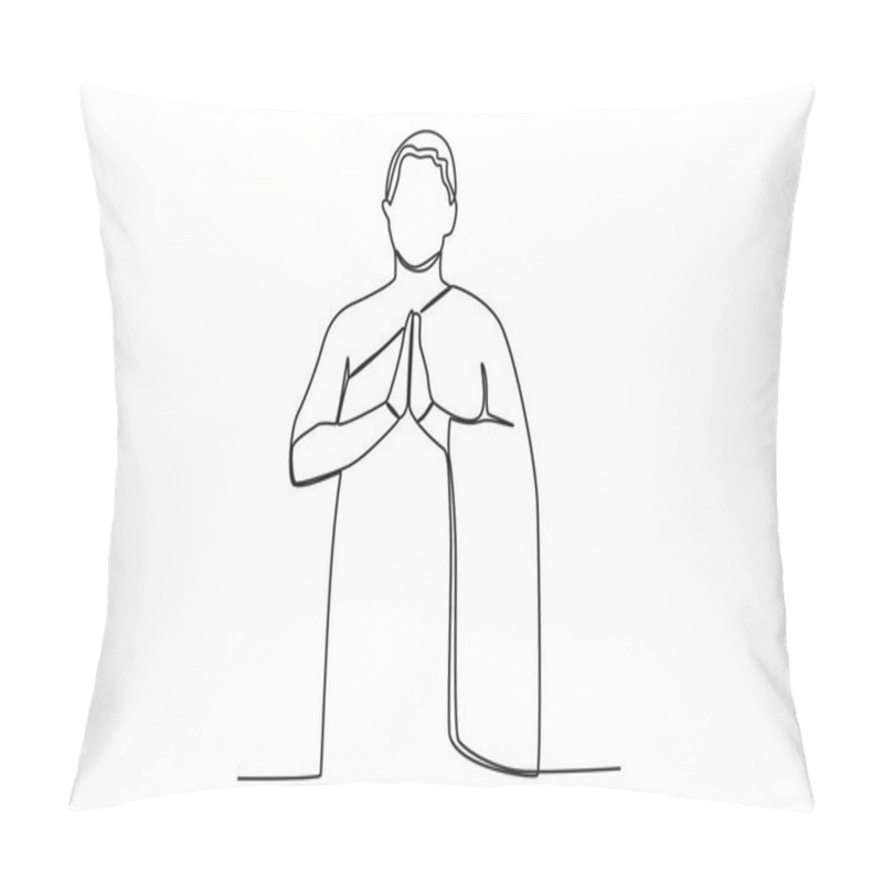 Personality  A Woman Is Performing The Pilgrimage. Hajj Pilgrims One-line Drawing Pillow Covers