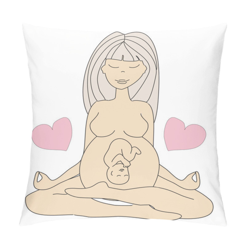 Personality  Yoga Pregnant Woman In Lotus Position  Pillow Covers