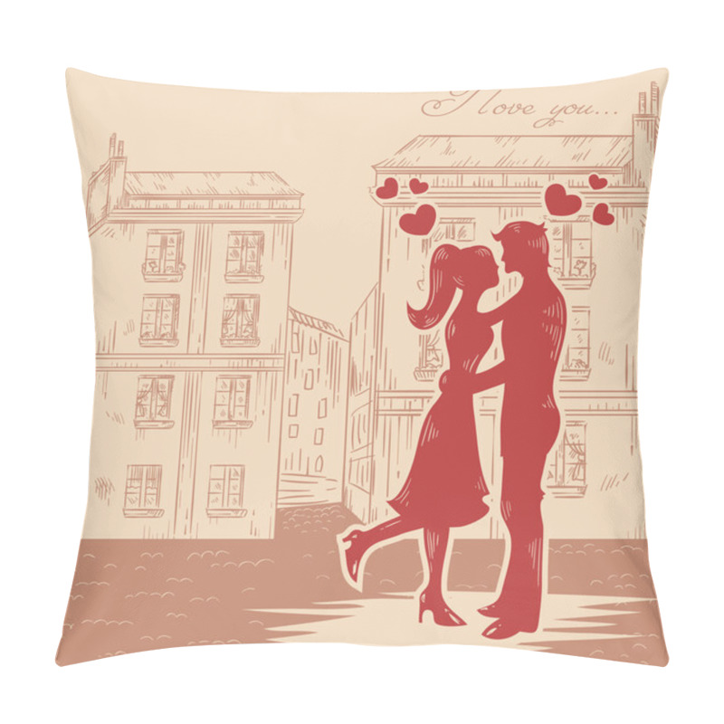 Personality  Happy Couple In Love With Hearts Pillow Covers