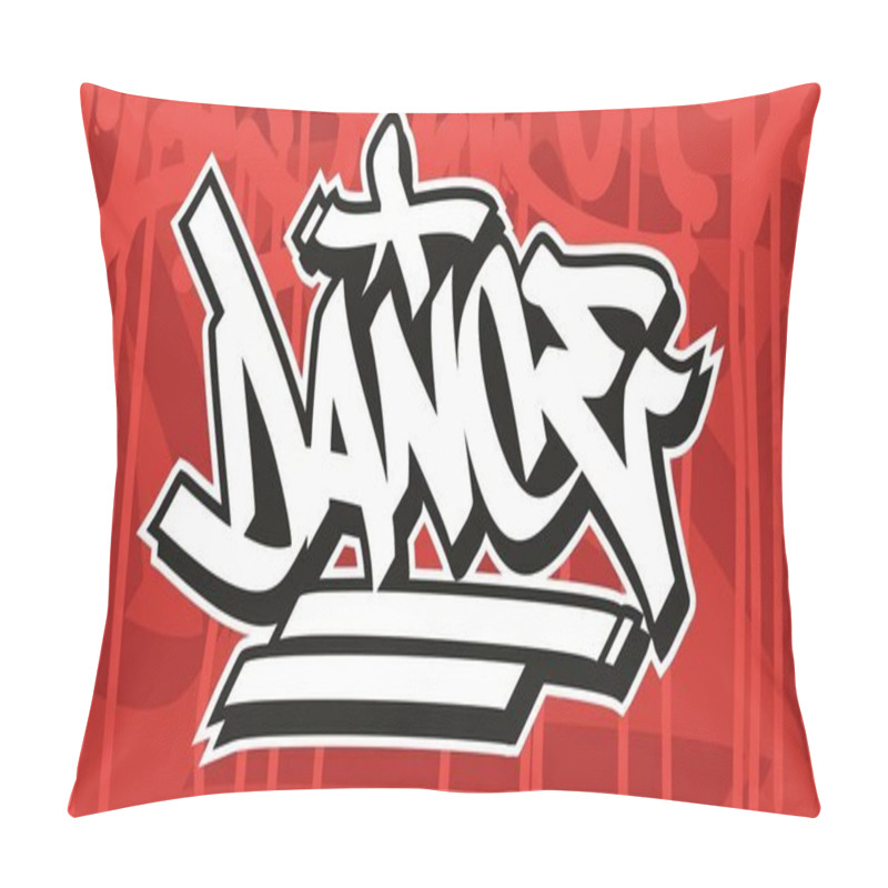 Personality  Dance Graffiti Font Lettering With A Red Background Pillow Covers