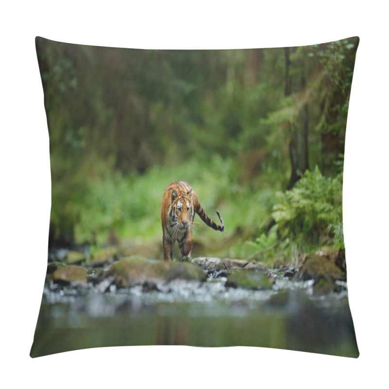 Personality  Amur Tiger Walking In River  Pillow Covers