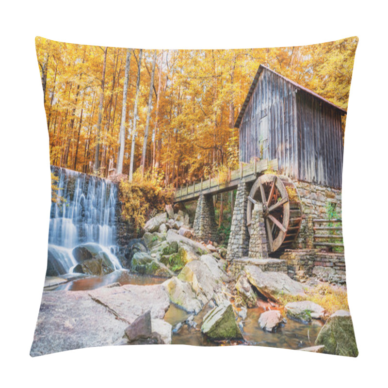 Personality  Fall Or Autumn Image Of Historic Mill And Waterfall In Marietta, Pillow Covers