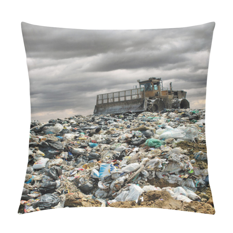 Personality  The Bulldozer On A Garbage Dump Pillow Covers