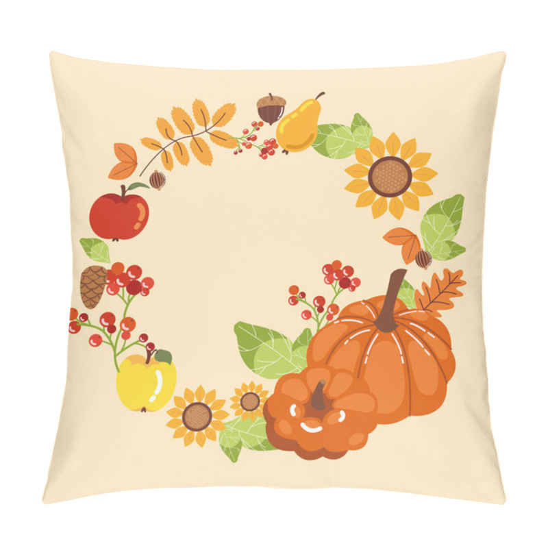 Personality  Wreath With Pumpkins Of Autumn And Decoration Pillow Covers