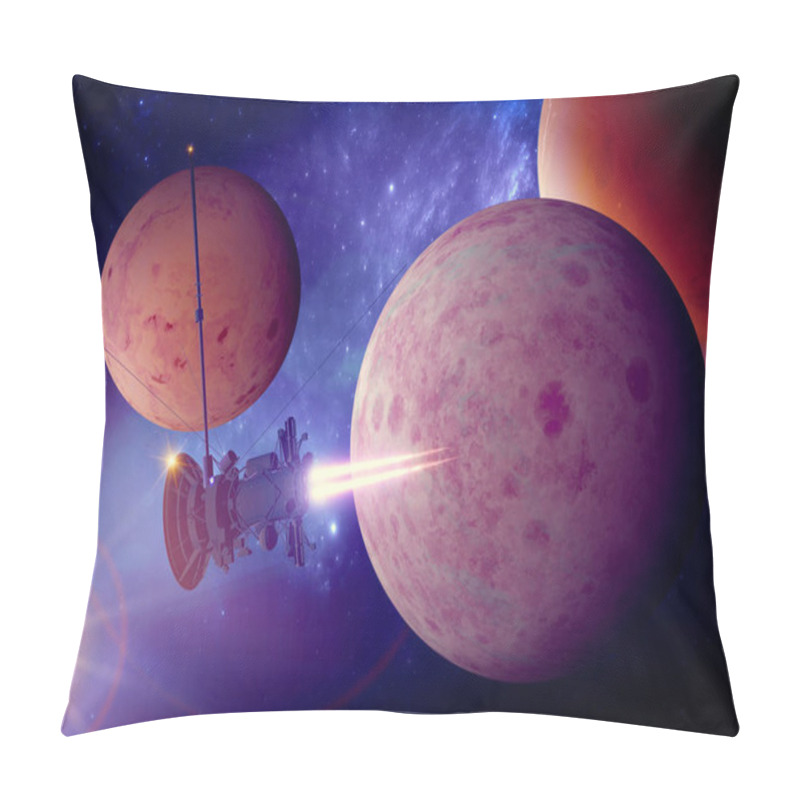 Personality  Planets And Exoplanets Of Unexplored Galaxies. Sci-Fi. New Worlds To Discover. Colonization And Exploration Of Nebulae And Galaxies. Probe. 3d Rendering Pillow Covers