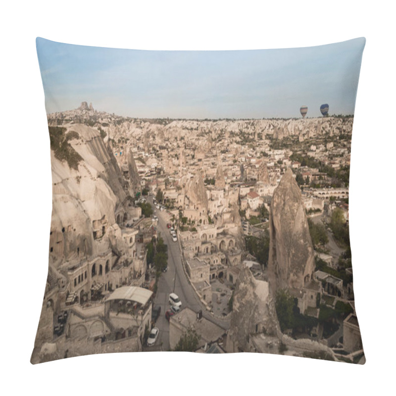 Personality  Aerial View Of Cars And Buildings From Stone Formations In Cappadocia, Turkey Pillow Covers