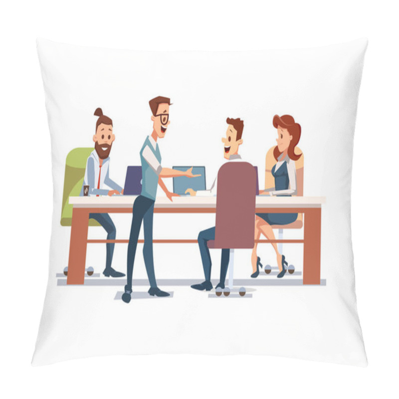 Personality  People Work In Office. Vector Illustration. Pillow Covers