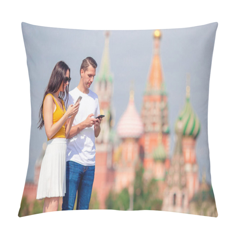 Personality  Happy Young Urban Woman In European City. Pillow Covers