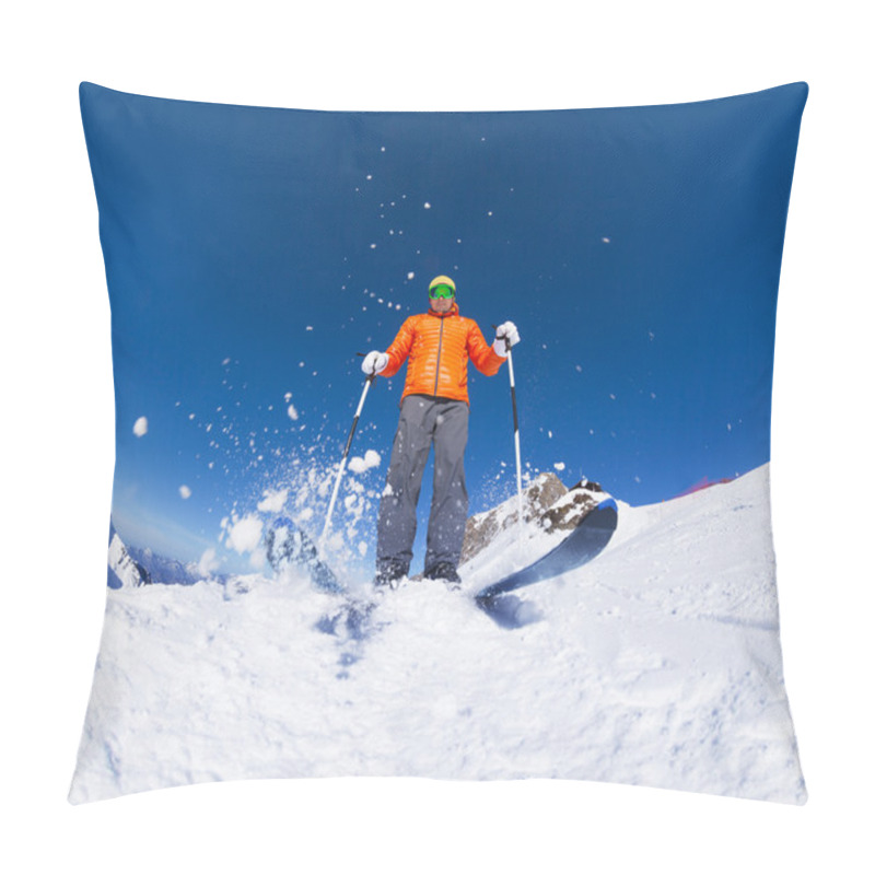 Personality  Man With Ski Mask Skiing In Mountains Pillow Covers