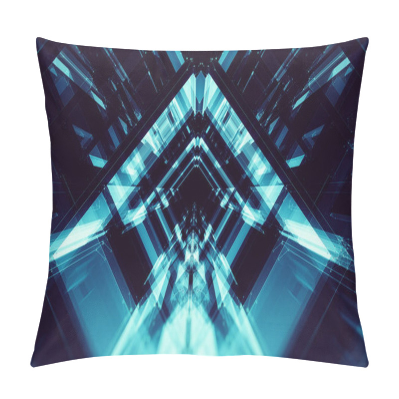 Personality  Blue Glow Blur Lines Abstract Background. 3d Rendering Pillow Covers