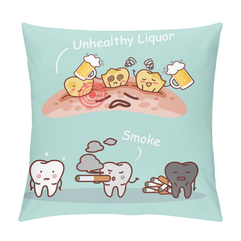 Personality  Tooth With Beer And Smoke Pillow Covers