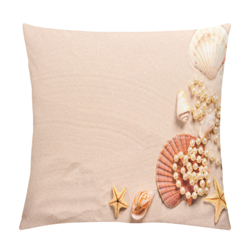 Personality  Pearl Beads And Seashells In The Sand Pillow Covers