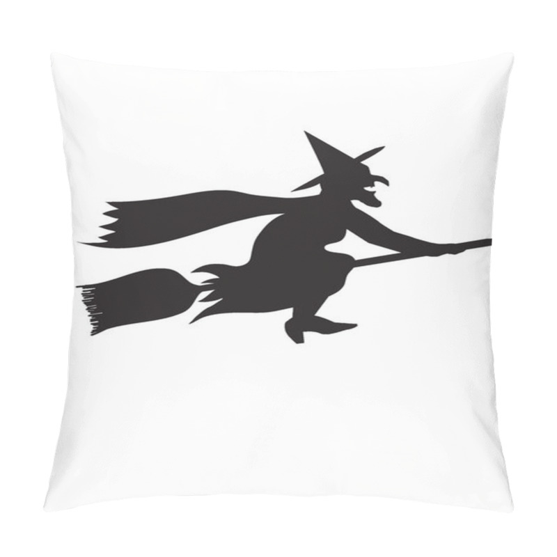 Personality  Halloween Witch Silhouette Isolated On White Background Pillow Covers