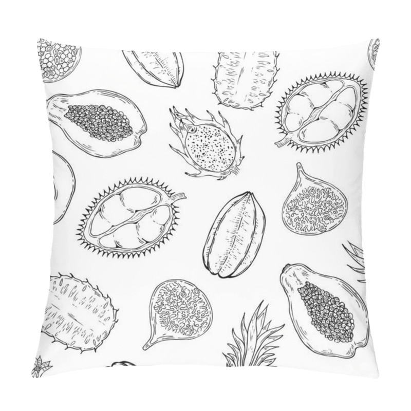 Personality  Pattern Of Exotic Fruits. On A White Background. Pillow Covers