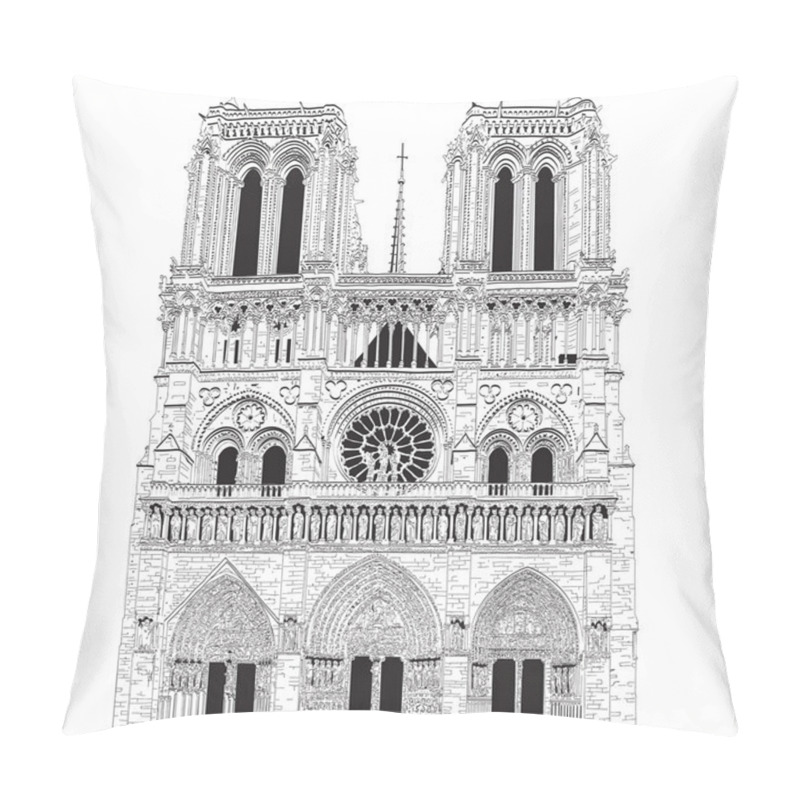 Personality  Vector Image Of Notre Dame De Paris Pillow Covers